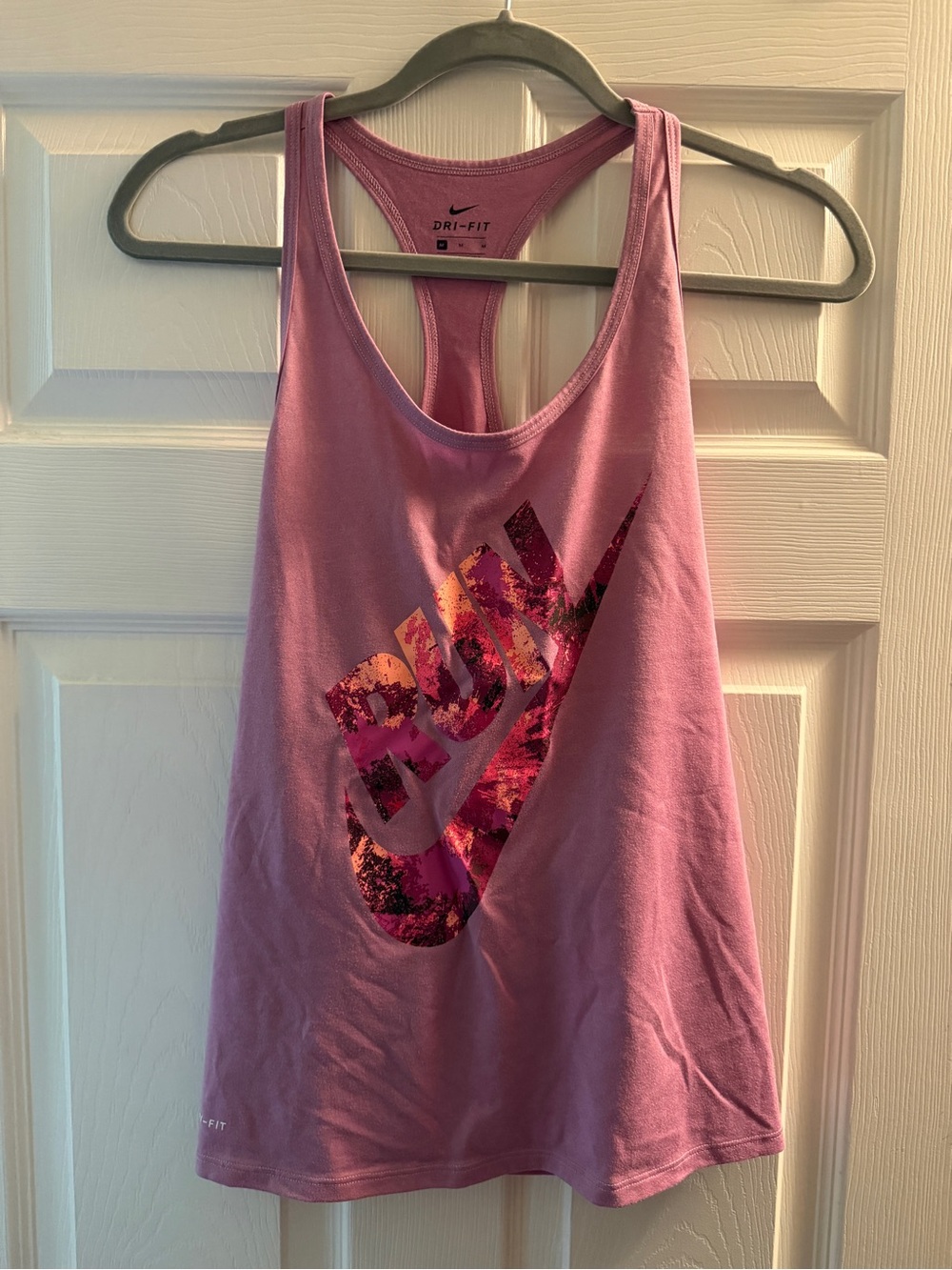 Nike Pink Dri-FIT Racerback Tank with Graphic Swoosh